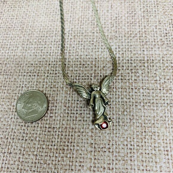 Sterling Silver July Birthday Angel Necklace - Picture 1 of 4
